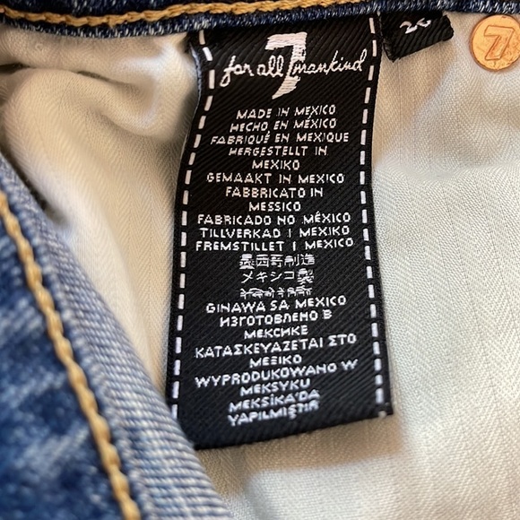 7 For All Mankind Luxe Vintage Fray Jean Mini Skirt Size 26 - Picture 7 of 10